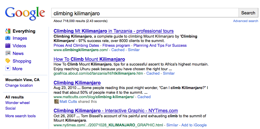 Googles Social Search hebt Inhalte von eigenen Kontakten hervor.